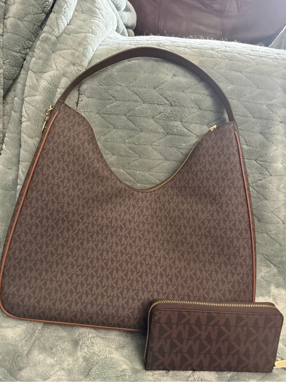 Michael Kors  Brown Signature Logo Hobo Bag with Wallet